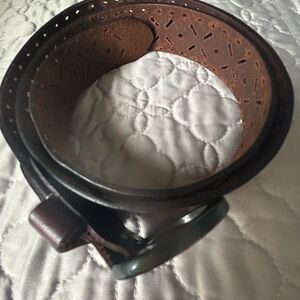 Brown Leather Belt with Black Buckle